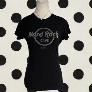 Hard rock Black Mcbling Y2K Vintage Paris Baby Tee Full Length Fitted Size Small